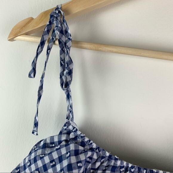 J. Crew Tie Shoulder Ruffle Eyelet Trim Gingham Cotton Embroidered Top 0 - Picture 4 of 8